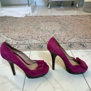 Fendi Magenta Heels with Bow Detail